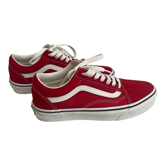 Vans Red Tennis Shoes Size 7.5 Women's Low Top Lace Up Suede Sneakers - Picture 6 of 9